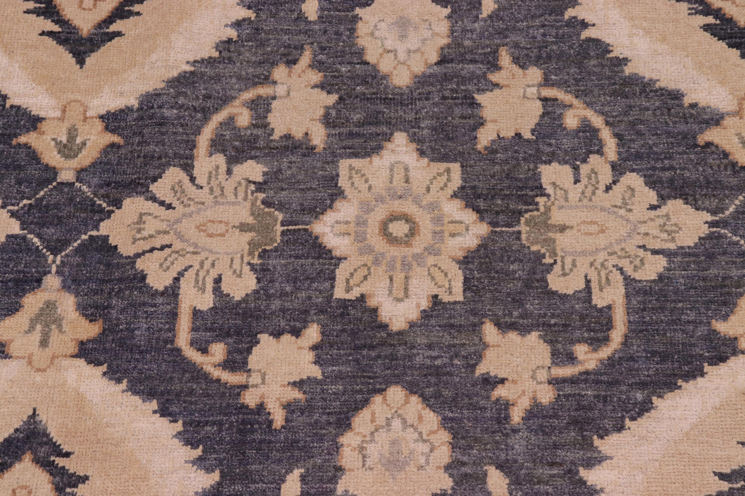 handmade Transitional Kafkaz Drk. Gray Ivory Hand Knotted RECTANGLE 100% WOOL area rug 10' x 14'