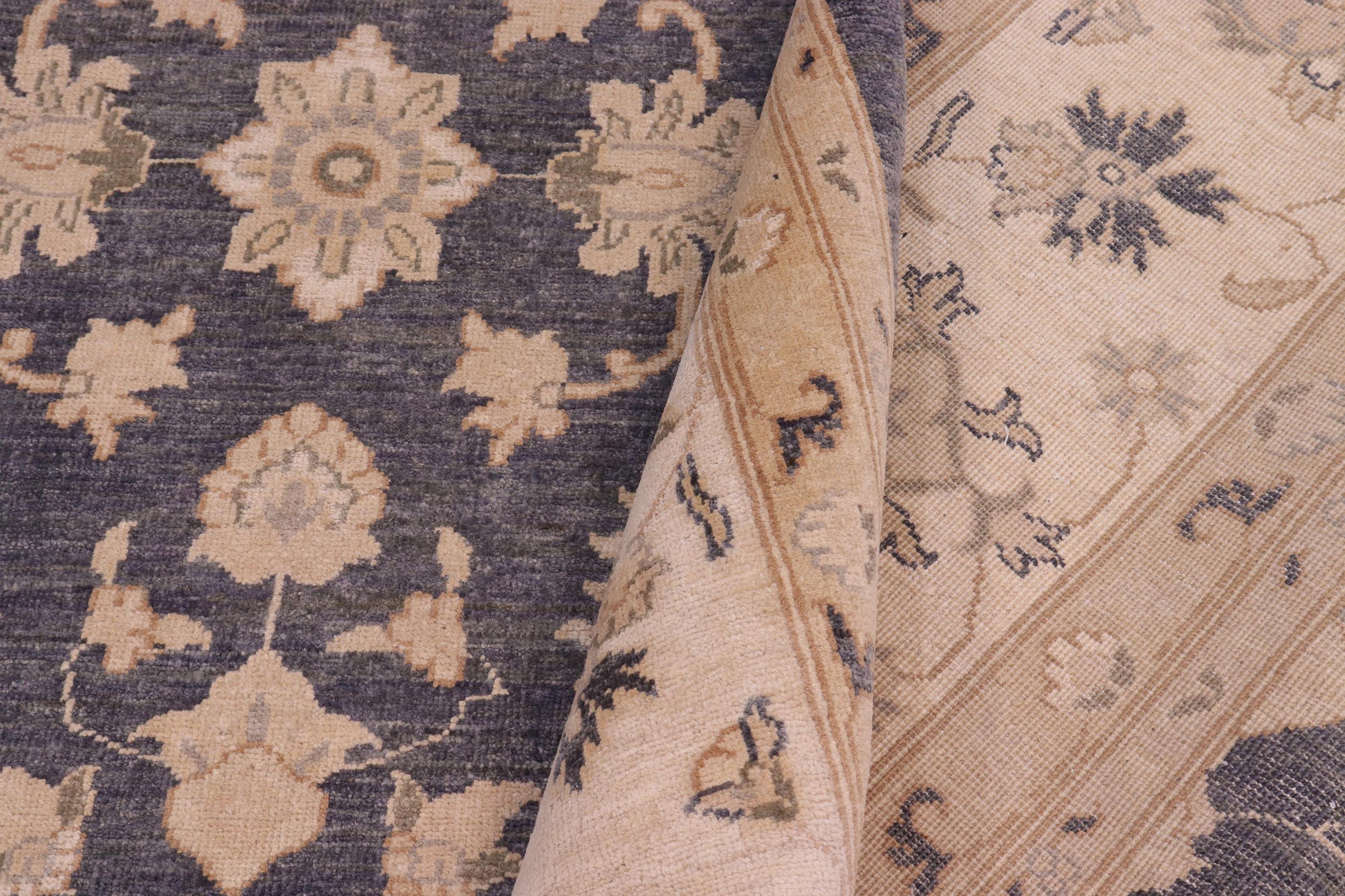 handmade Transitional Kafkaz Drk. Gray Ivory Hand Knotted RECTANGLE 100% WOOL area rug 10' x 14'