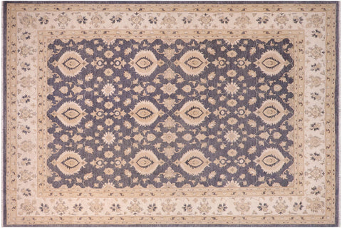handmade Transitional Kafkaz Drk. Gray Ivory Hand Knotted RECTANGLE 100% WOOL area rug 10' x 14'