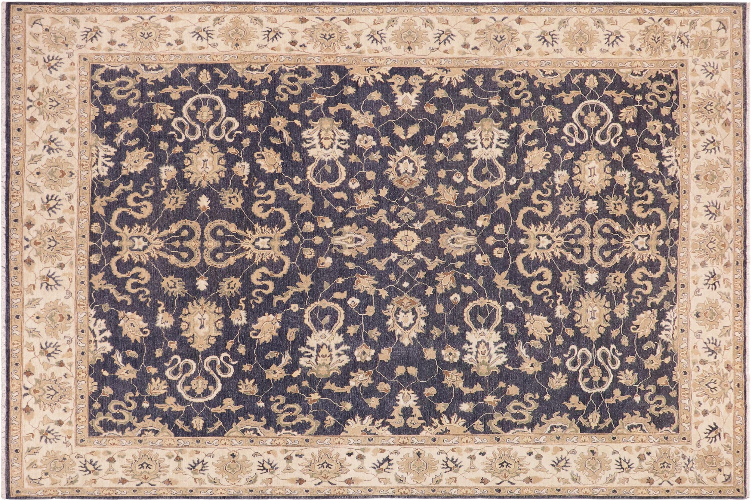 handmade Transitional Kafkaz Drk. Gray Ivory Hand Knotted RECTANGLE 100% WOOL area rug 10' x 14'