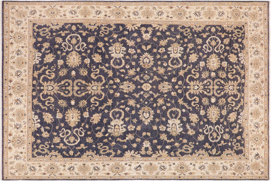 handmade Transitional Kafkaz Drk. Gray Ivory Hand Knotted RECTANGLE 100% WOOL area rug 10' x 14'