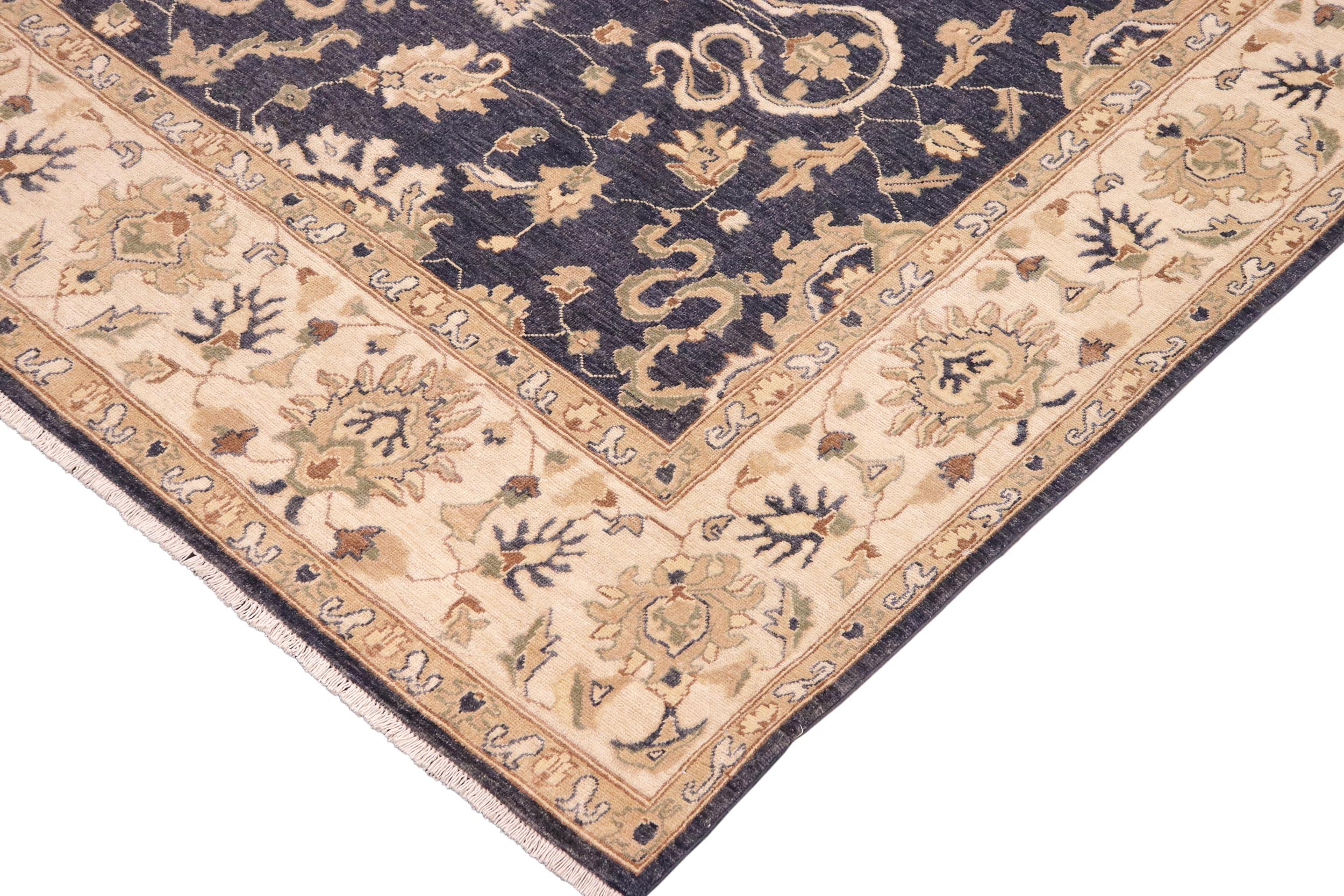 handmade Transitional Kafkaz Drk. Gray Ivory Hand Knotted RECTANGLE 100% WOOL area rug 10' x 14'