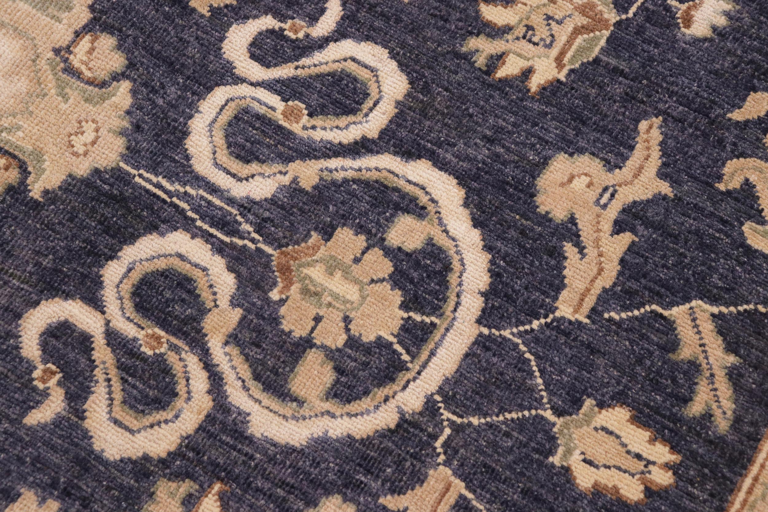 handmade Transitional Kafkaz Drk. Gray Ivory Hand Knotted RECTANGLE 100% WOOL area rug 10' x 14'