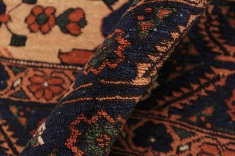 handmade Traditional Antique  Ivory Blue Hand Knotted RECTANGLE 100% WOOL area rug 5x7