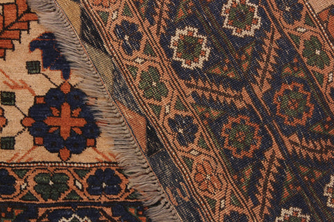 handmade Traditional Antique  Ivory Blue Hand Knotted RECTANGLE 100% WOOL area rug 5x7