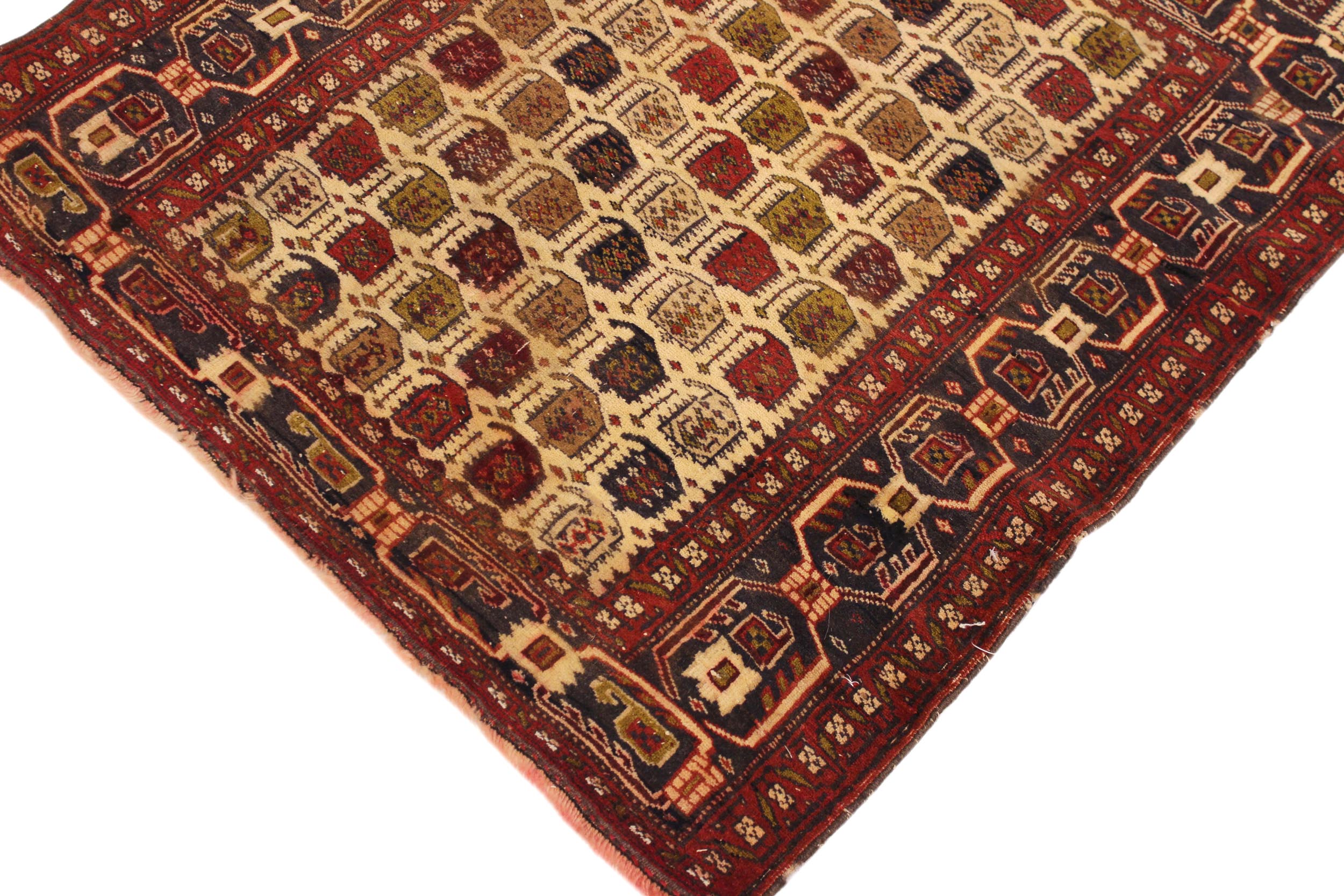 handmade Geometric Balouchi Ivory Blue Hand Knotted RECTANGLE 100% WOOL area rug 3x4