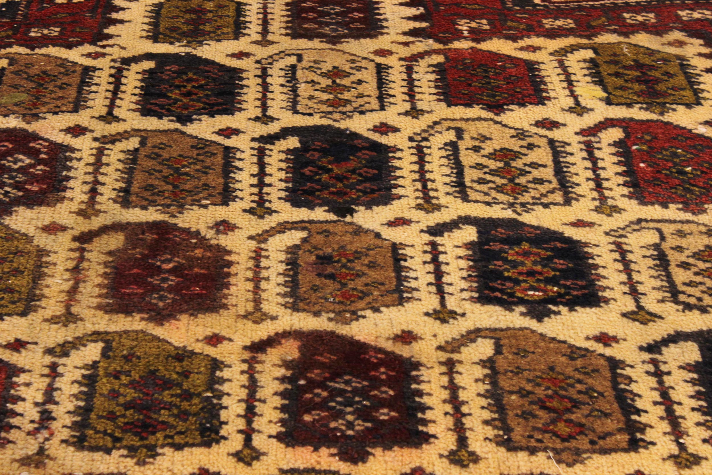 handmade Geometric Balouchi Ivory Blue Hand Knotted RECTANGLE 100% WOOL area rug 3x4