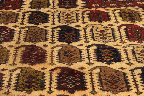 handmade Geometric Balouchi Ivory Blue Hand Knotted RECTANGLE 100% WOOL area rug 3x4