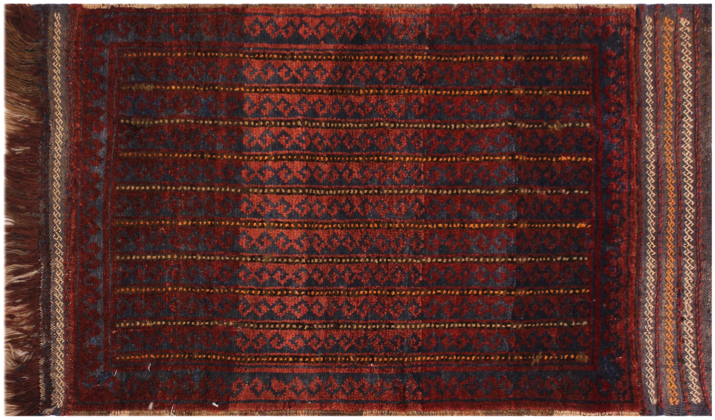 handmade Geometric Balouchi Red Blue Hand Knotted RECTANGLE 100% WOOL area rug 2x3