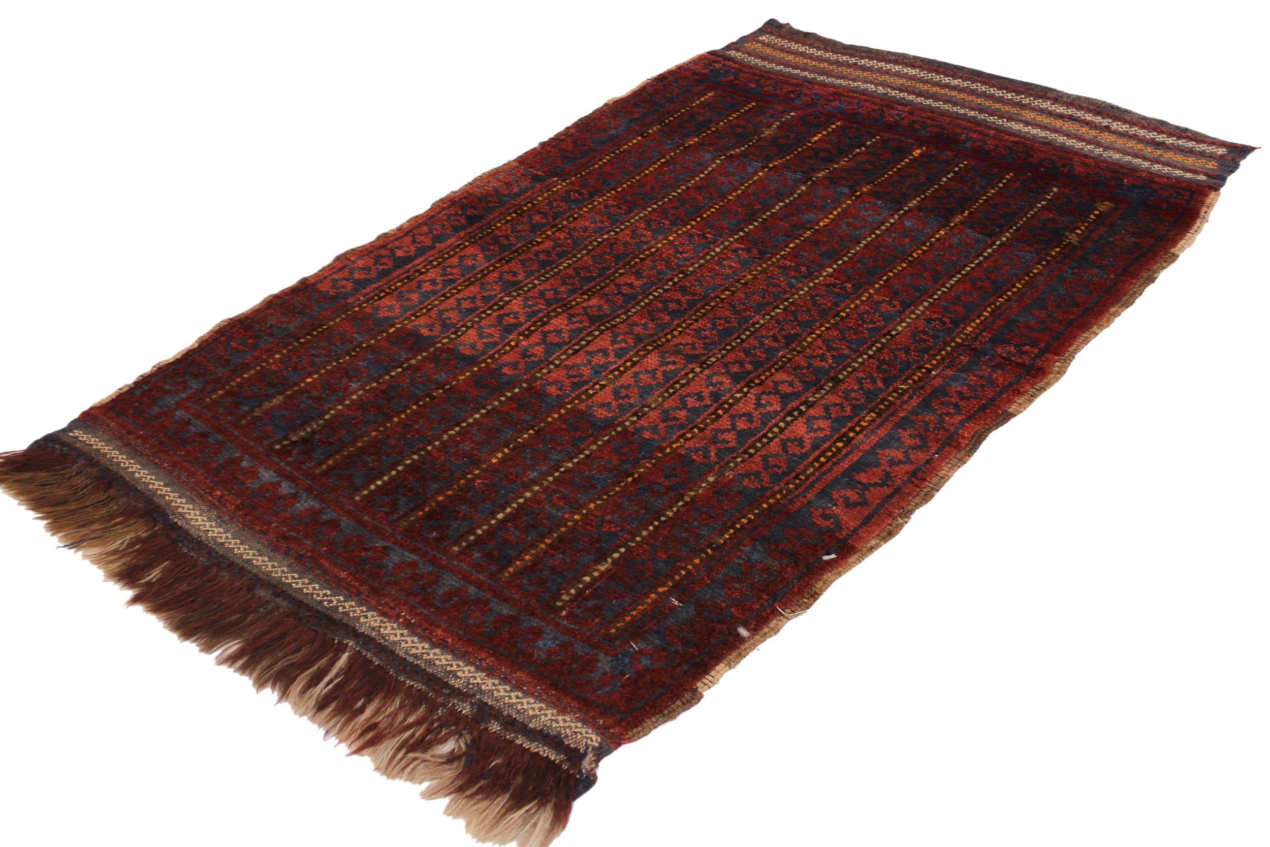 handmade Geometric Balouchi Red Blue Hand Knotted RECTANGLE 100% WOOL area rug 2x3