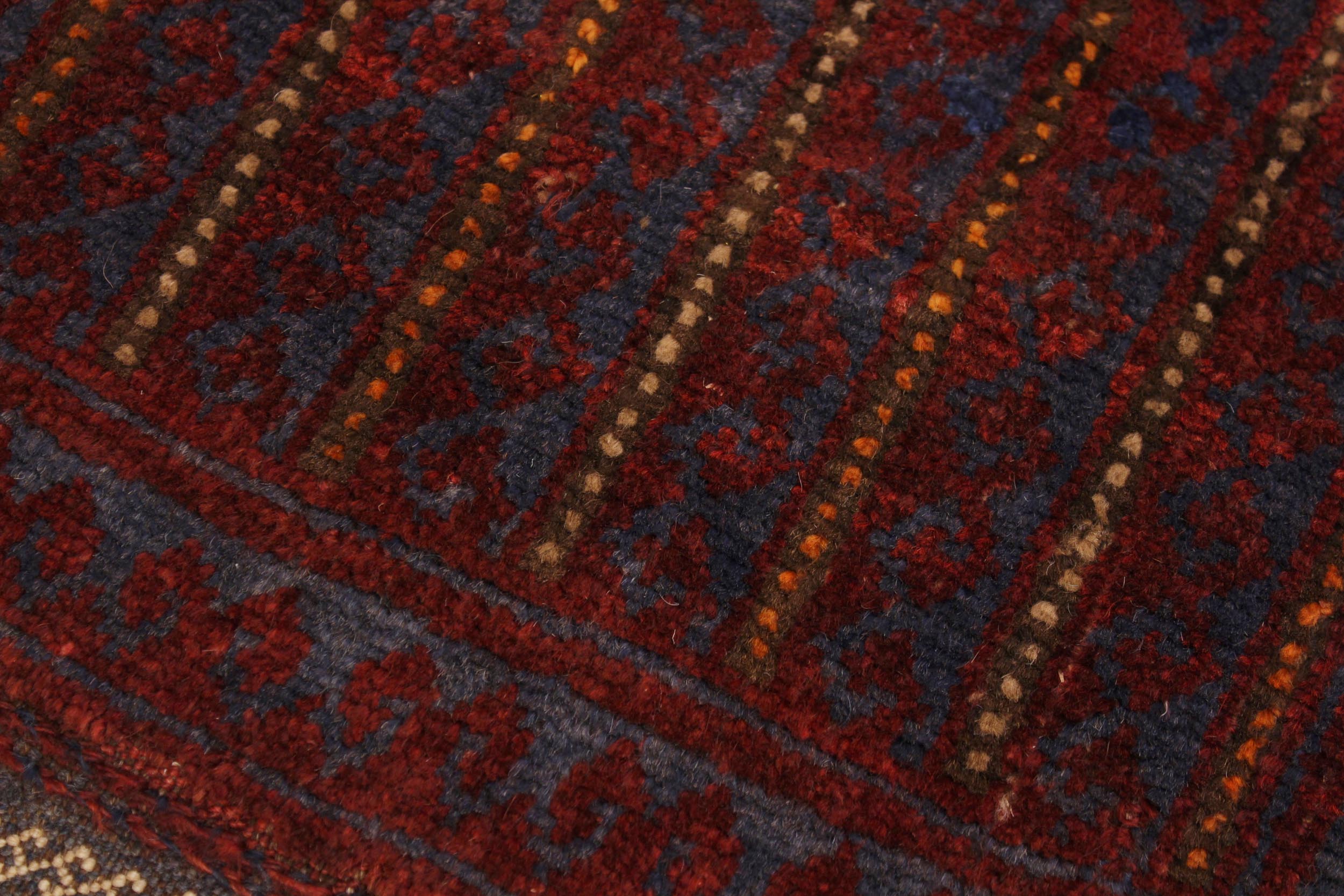 handmade Geometric Balouchi Red Blue Hand Knotted RECTANGLE 100% WOOL area rug 2x3