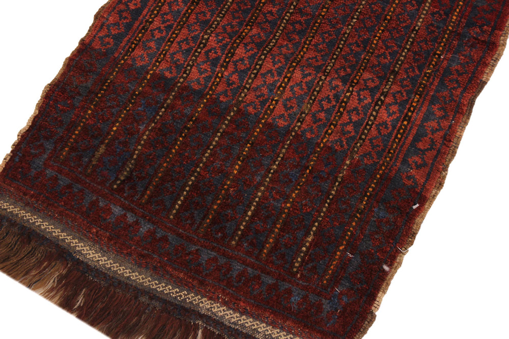 handmade Geometric Balouchi Red Blue Hand Knotted RECTANGLE 100% WOOL area rug 2x3