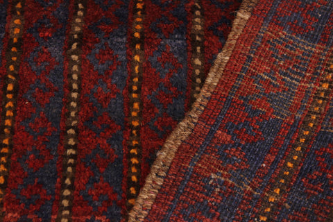 handmade Geometric Balouchi Red Blue Hand Knotted RECTANGLE 100% WOOL area rug 2x3