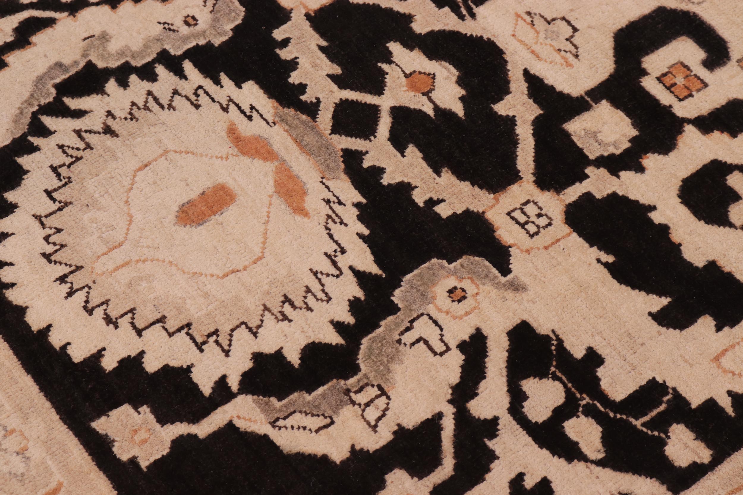 handmade Transitional Kafkaz Black Orange Hand Knotted RECTANGLE 100% WOOL area rug 10' x 14'