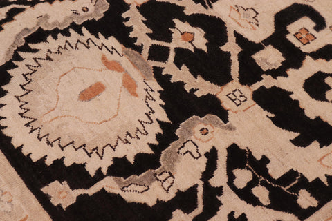 handmade Transitional Kafkaz Black Orange Hand Knotted RECTANGLE 100% WOOL area rug 10' x 14'