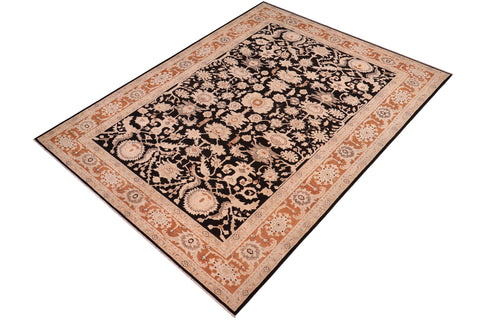handmade Transitional Kafkaz Black Orange Hand Knotted RECTANGLE 100% WOOL area rug 10' x 14'