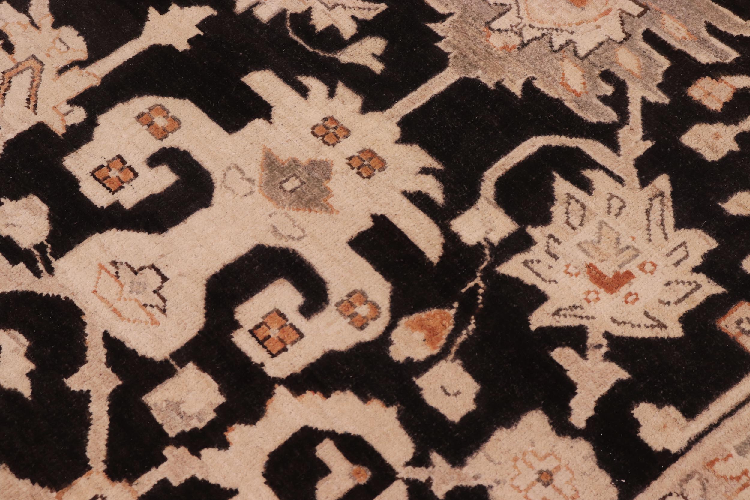 handmade Transitional Kafkaz Black Orange Hand Knotted RECTANGLE 100% WOOL area rug 10' x 14'