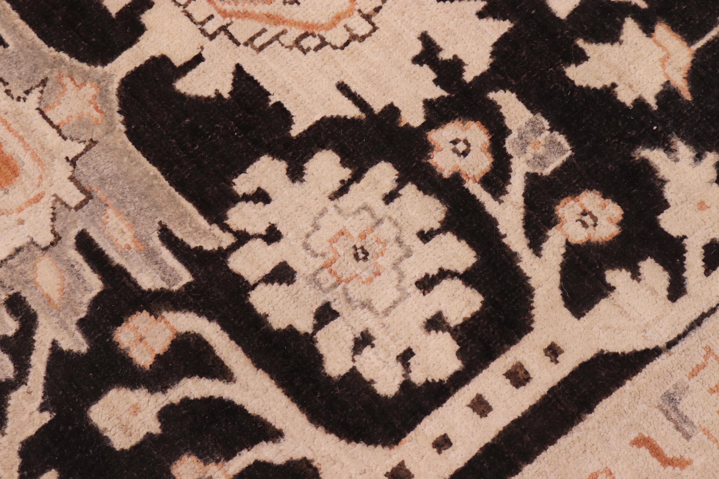 handmade Transitional Kafkaz Black Orange Hand Knotted RECTANGLE 100% WOOL area rug 10' x 14'