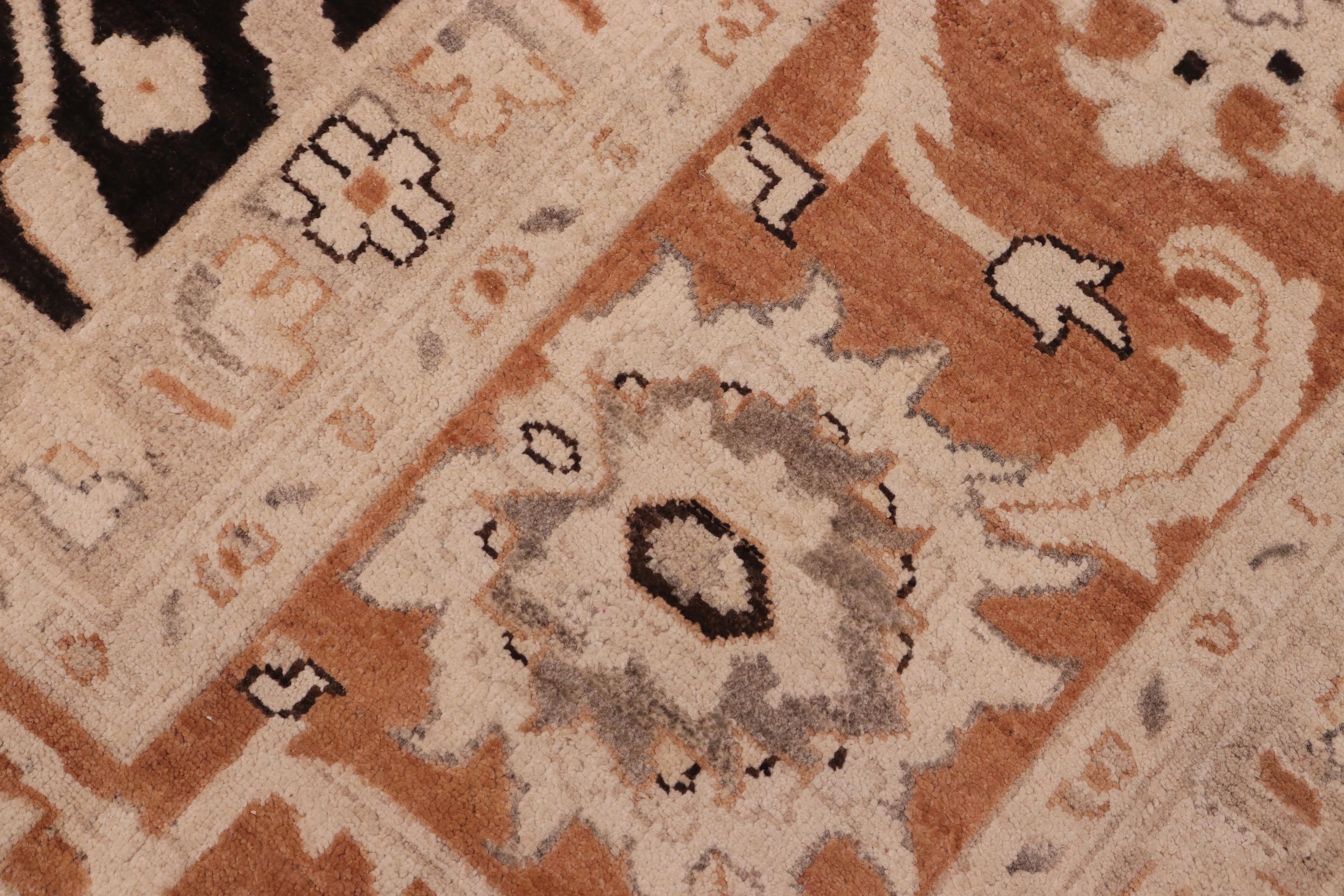 handmade Transitional Kafkaz Black Orange Hand Knotted RECTANGLE 100% WOOL area rug 10' x 14'