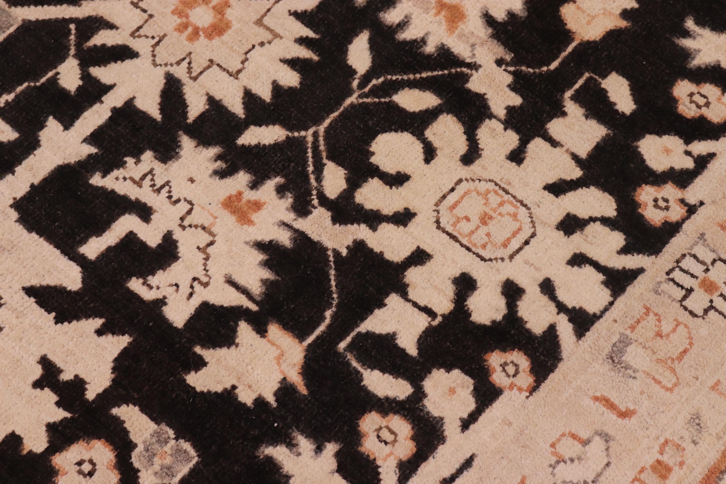 handmade Transitional Kafkaz Black Orange Hand Knotted RECTANGLE 100% WOOL area rug 10' x 14'
