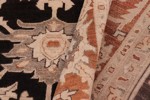 handmade Transitional Kafkaz Black Orange Hand Knotted RECTANGLE 100% WOOL area rug 10' x 14'