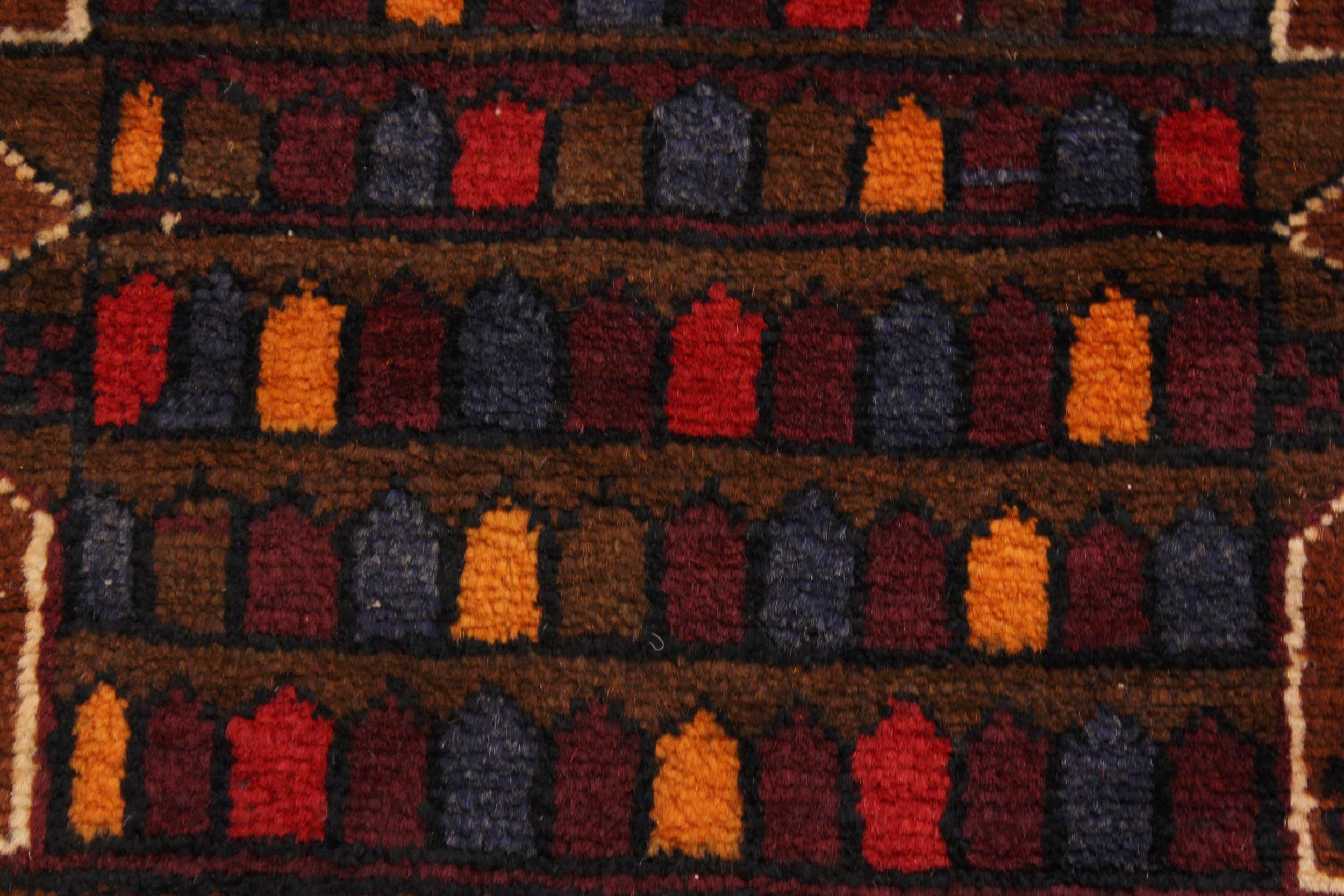 handmade Geometric Balouchi Brown Ivory Hand Knotted RECTANGLE 100% WOOL area rug 3x6