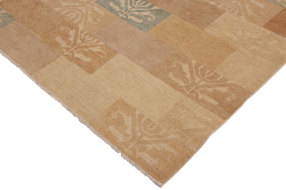 handmade Modern Gabbeh Tan Blue Hand Knotted RECTANGLE 100% WOOL area rug 10' x 14'