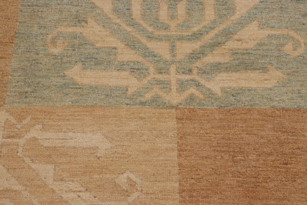 handmade Modern Gabbeh Tan Blue Hand Knotted RECTANGLE 100% WOOL area rug 10' x 14'