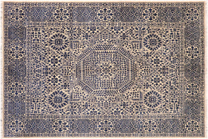 8x10 hand knotted Mamluk wool rug in ivory and beige - Bohemian Mamluk Celestin