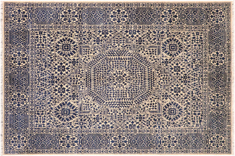 handmade Geometric Mamluk Ivory Beige Hand Knotted RECTANGLE 100% WOOL area rug 8 x 10