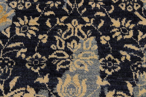 handmade Modern Kafkaz Blue Ivory Hand Knotted RECTANGLE 100% WOOL area rug 10' x 14'