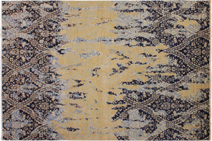 10x14 hand knotted modern wool rug in blue and ivory - Chic Celina