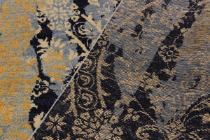 handmade Modern Kafkaz Blue Ivory Hand Knotted RECTANGLE 100% WOOL area rug 10' x 14'