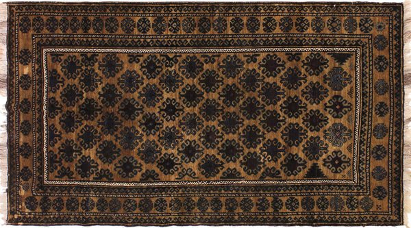 handmade Geometric Balouchi Tan Blue Hand Knotted RECTANGLE 100% WOOL area rug 5x8