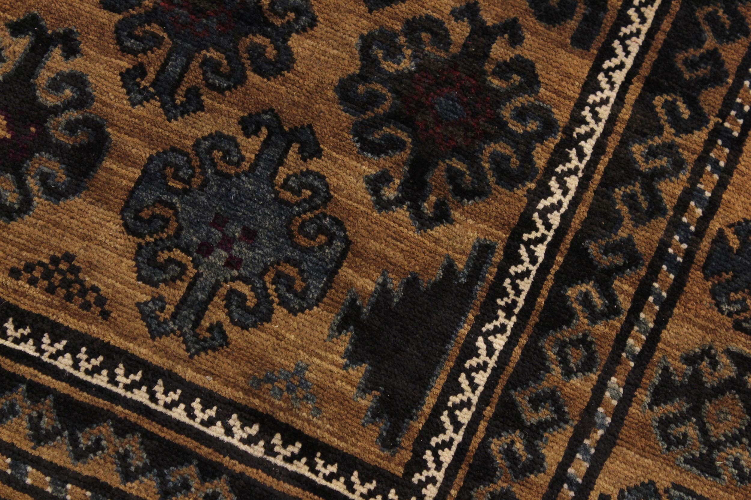 handmade Geometric Balouchi Tan Blue Hand Knotted RECTANGLE 100% WOOL area rug 5x8