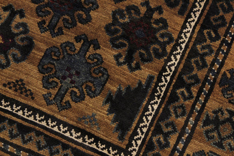 handmade Geometric Balouchi Tan Blue Hand Knotted RECTANGLE 100% WOOL area rug 5x8