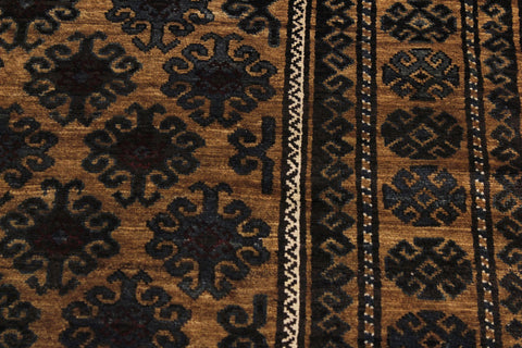 handmade Geometric Balouchi Tan Blue Hand Knotted RECTANGLE 100% WOOL area rug 5x8