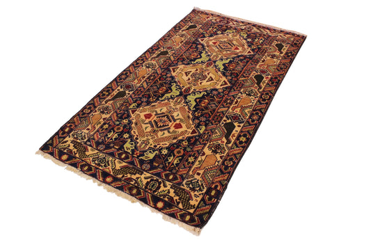 handmade Geometric Balouchi Blue Tan Hand Knotted RECTANGLE 100% WOOL area rug 4x7