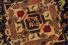 handmade Geometric Balouchi Blue Tan Hand Knotted RECTANGLE 100% WOOL area rug 4x7