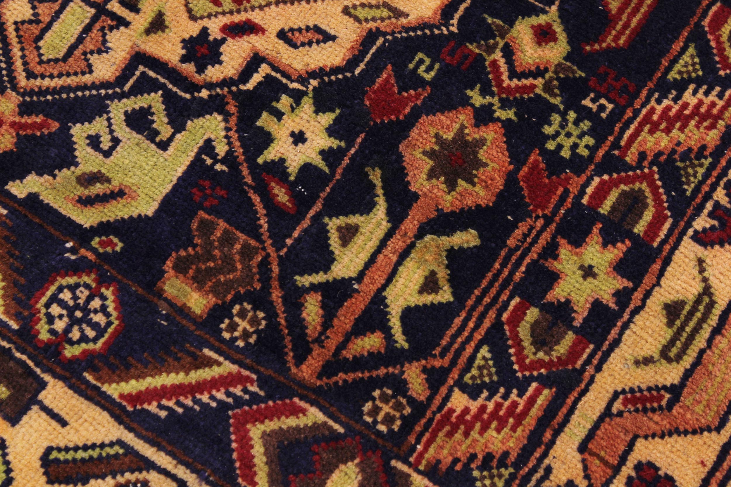 handmade Geometric Balouchi Blue Tan Hand Knotted RECTANGLE 100% WOOL area rug 4x7