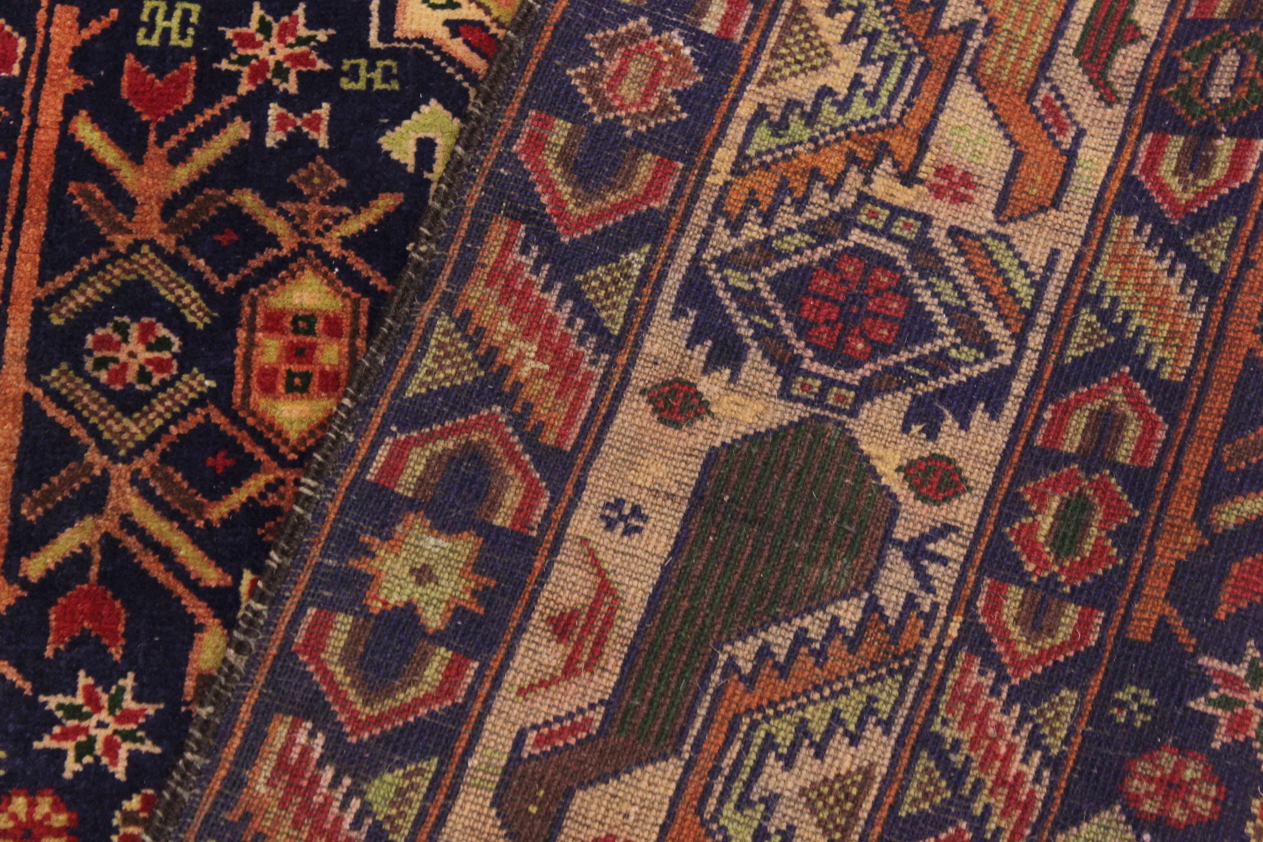 handmade Geometric Balouchi Blue Tan Hand Knotted RECTANGLE 100% WOOL area rug 4x7