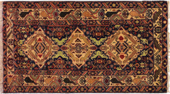 handmade Geometric Balouchi Blue Tan Hand Knotted RECTANGLE 100% WOOL area rug 4x7