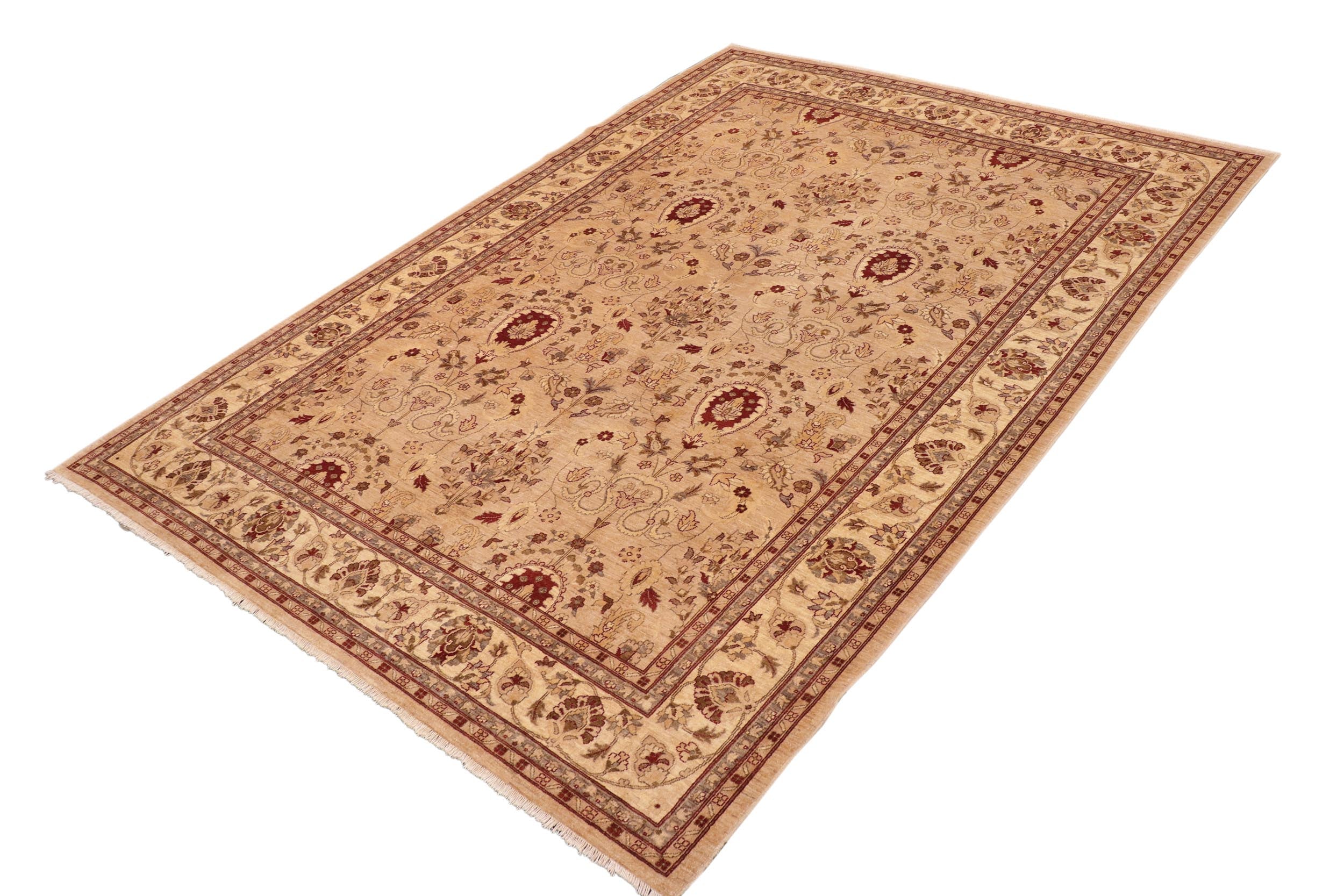 handmade Traditional Kafkaz Tan Beige Hand Knotted RECTANGLE 100% WOOL area rug 10x14