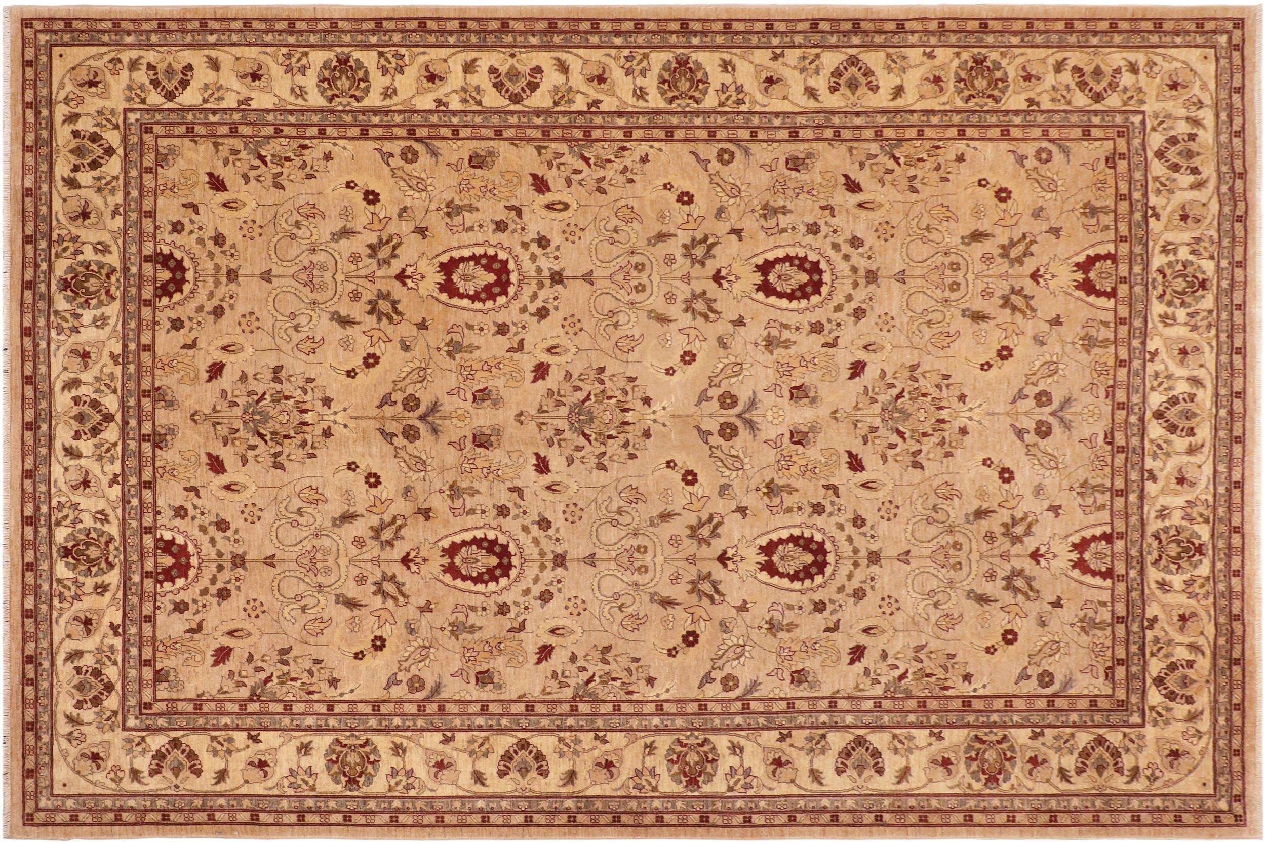 handmade Traditional Kafkaz Tan Beige Hand Knotted RECTANGLE 100% WOOL area rug 10x14