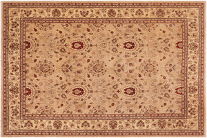 10x14 hand knotted Ziegler wool rug in tan and beige - Oriental Ziegler Sadie