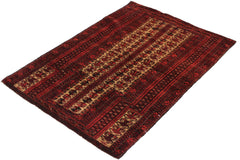 handmade Geometric Balouchi Red Blue Hand Knotted RECTANGLE 100% WOOL area rug 3x4