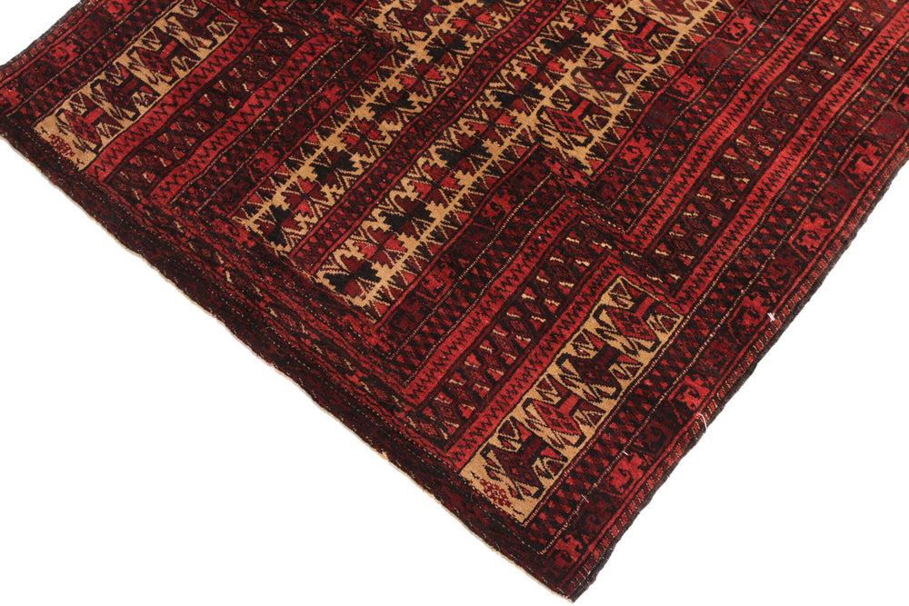handmade Geometric Balouchi Red Blue Hand Knotted RECTANGLE 100% WOOL area rug 3x4