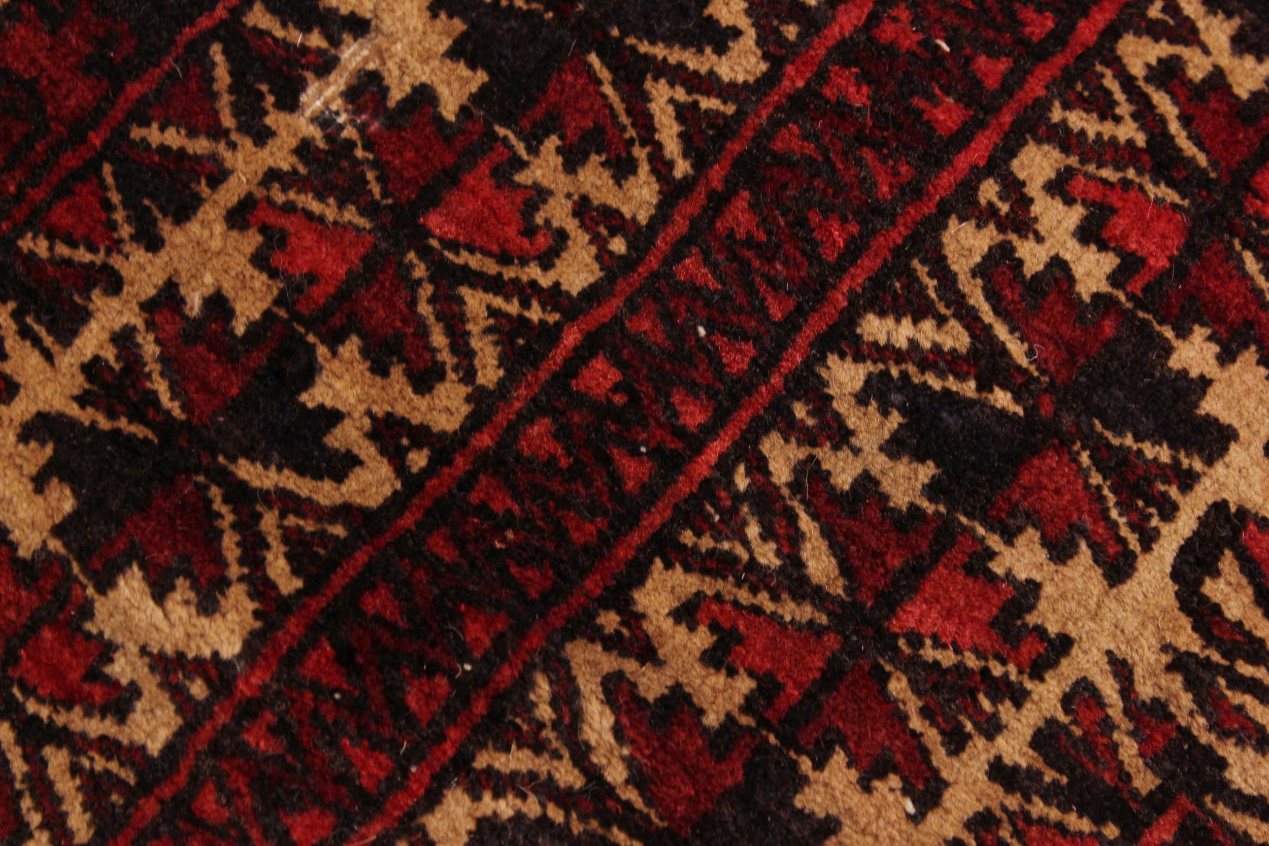 handmade Geometric Balouchi Red Blue Hand Knotted RECTANGLE 100% WOOL area rug 3x4