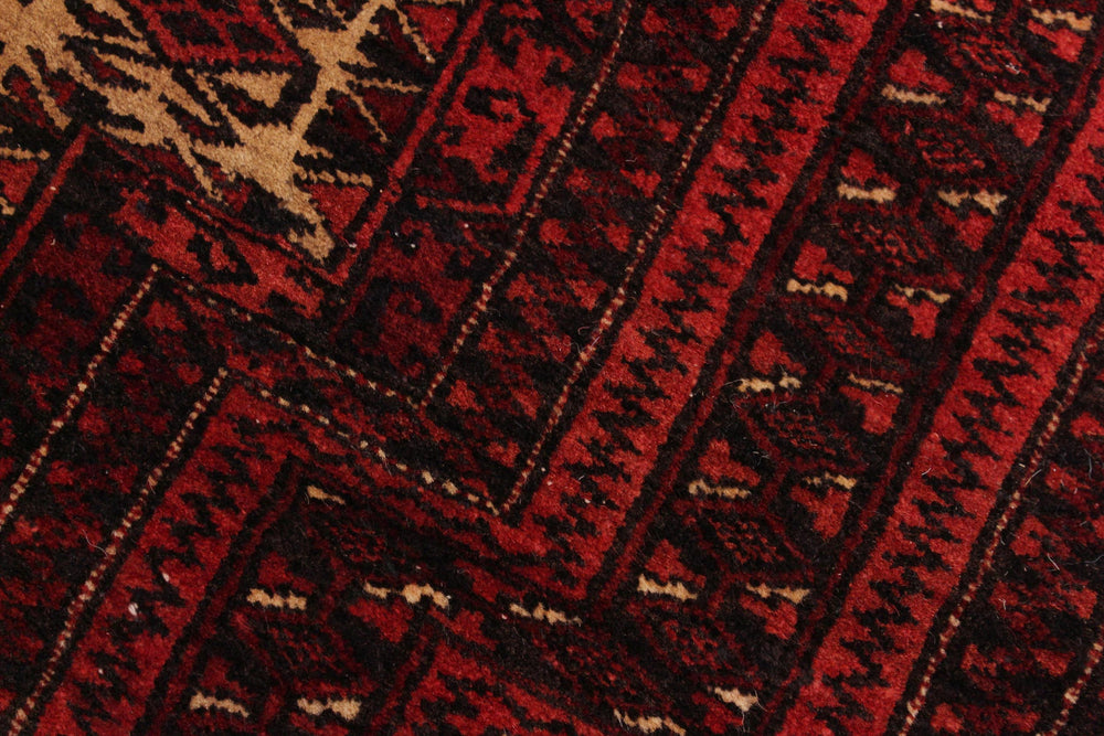 handmade Geometric Balouchi Red Blue Hand Knotted RECTANGLE 100% WOOL area rug 3x4