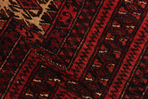 handmade Geometric Balouchi Red Blue Hand Knotted RECTANGLE 100% WOOL area rug 3x4